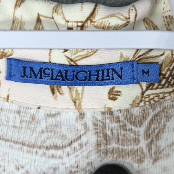 J.McLaughlin Womens M Beige Brown Toile Print Button Up Blouse Catalina Cloth Ar - Picture 10 of 14